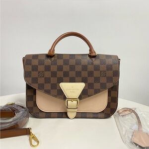 Louis Vuitton Brown and Tan Checkered Satchel